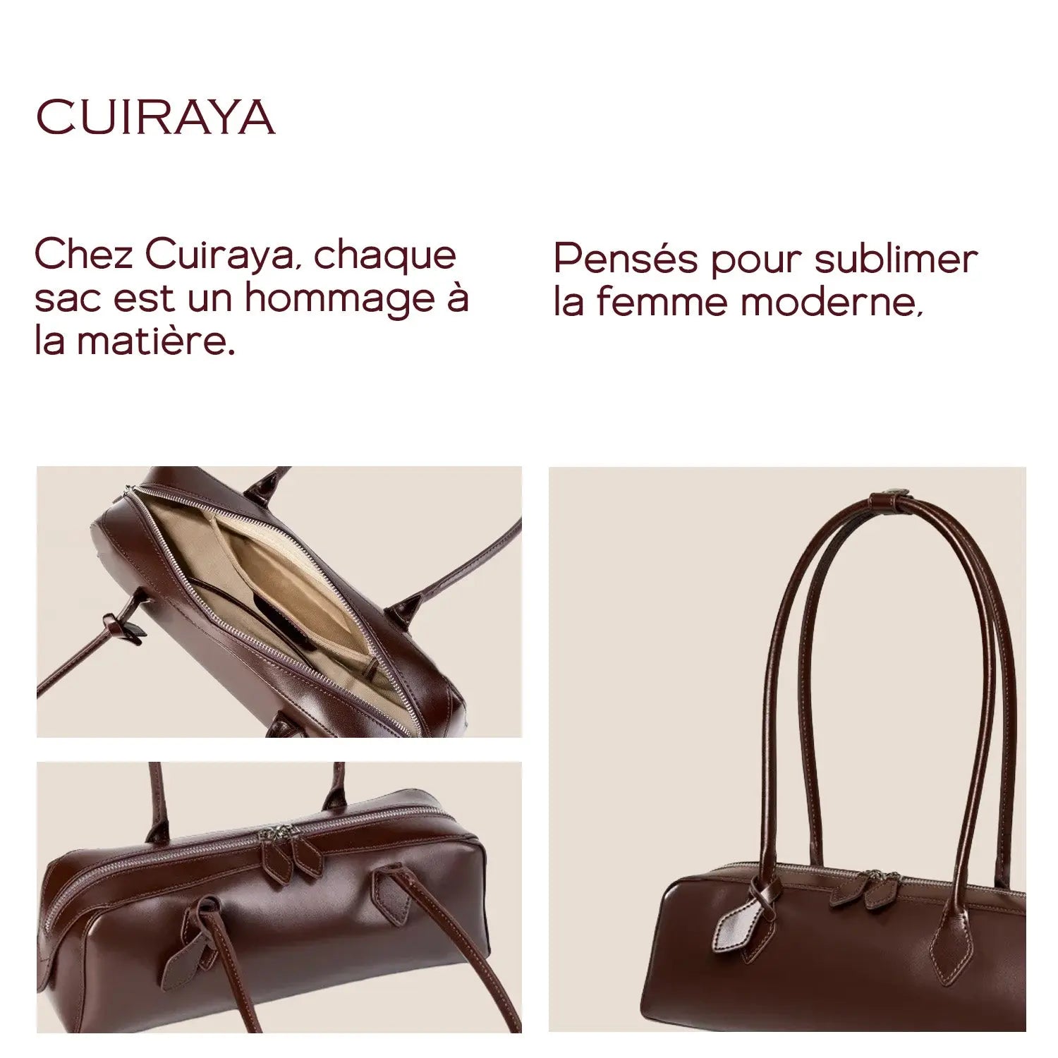 Sac à main baguette en cuir véritable Cuiraya