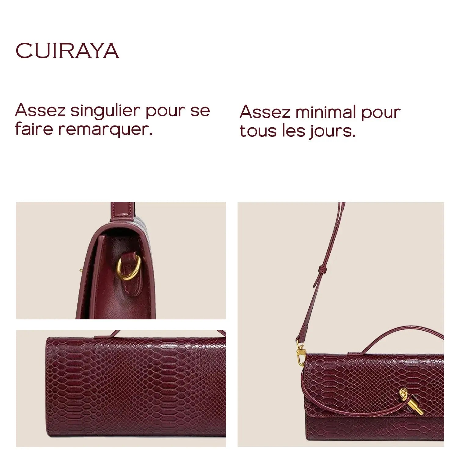 Sac à main long à rabat en cuir Cuiraya