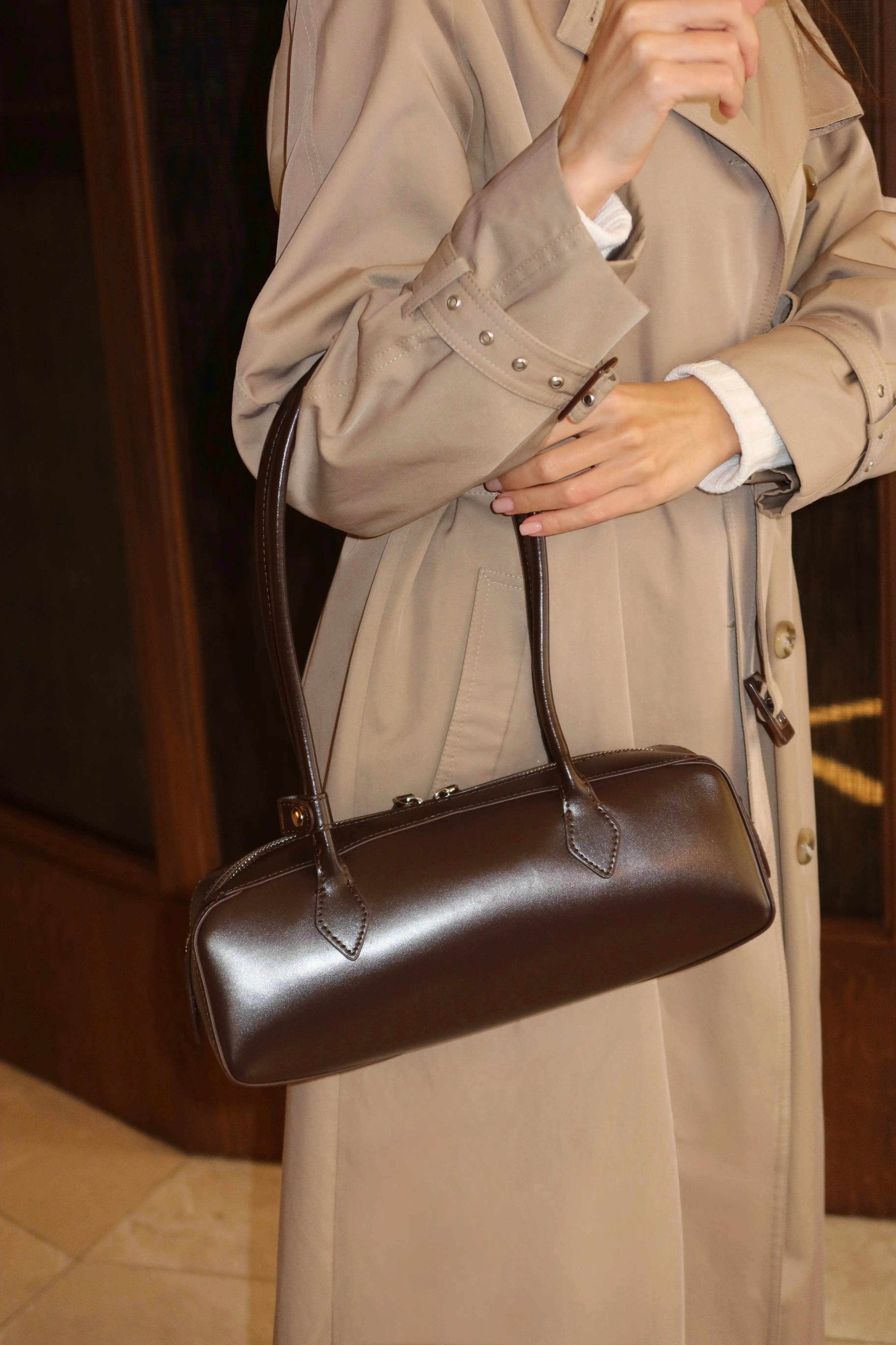 Sac à main baguette en cuir véritable Cuiraya